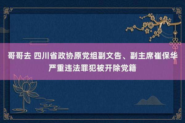 哥哥去 四川省政协原党组副文告、副主席崔保华严重违法罪犯被开除党籍