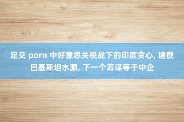 足交 porn 中好意思关税战下的印度贪心， 堵截巴基斯坦水源， 下一个筹谋等于中企