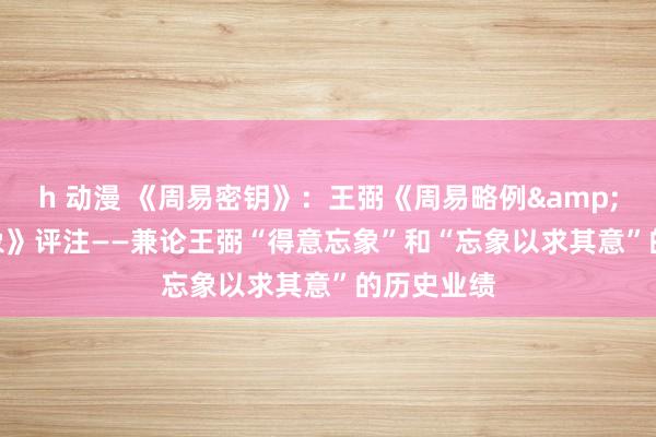 h 动漫 《周易密钥》：王弼《周易略例&#183;明象》评注——兼论王弼“得意忘象”和“忘象以求其意”的历史业绩