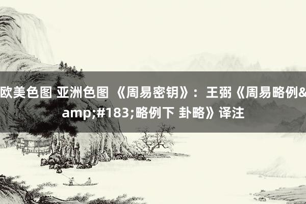 欧美色图 亚洲色图 《周易密钥》：王弼《周易略例&#183;略例下 卦略》译注